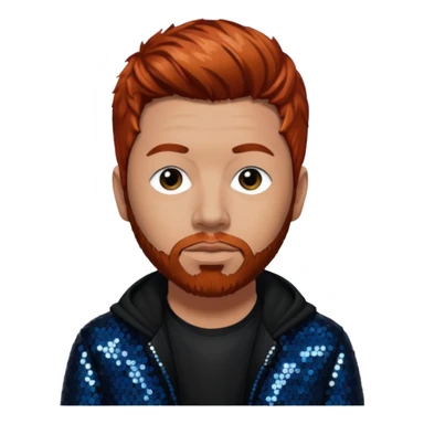 Abe Cunningham from Deftones with auburn hair, light skin, black sequin outfit sticker