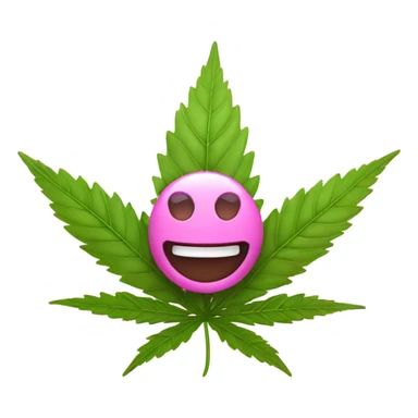pink marijuana leaf with happy face and eyelashes  sticker