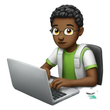 boy coding in laptop sticker
