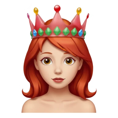 red hair woman wearing an edible candy gummy crown sticker