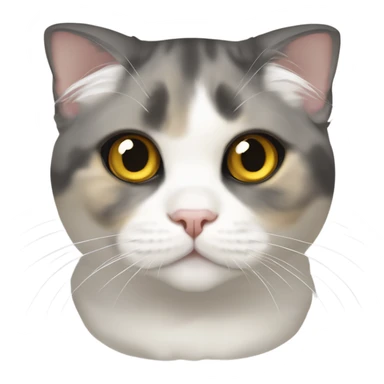 Calico gray white beige Scottish fold with yellow eyes and folded ears sticker