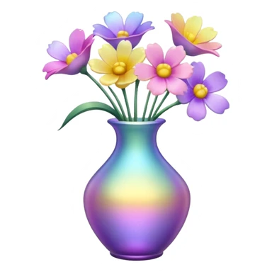 Iridescent vase with pastel flowers sticker