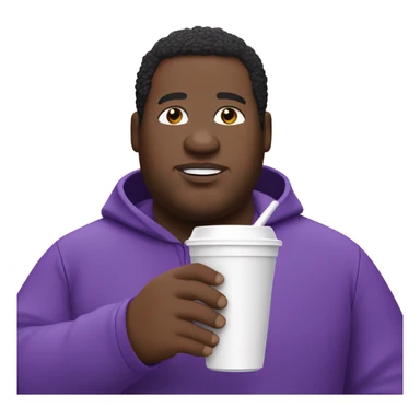 Obese black man wearing a purple tracksuit while holding a white styrofoam cup  sticker