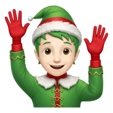 DUENDE NAVIDEÑO SONRIENDO CON DIENTES Y MANOS ARRIBA ANIMANDO sticker