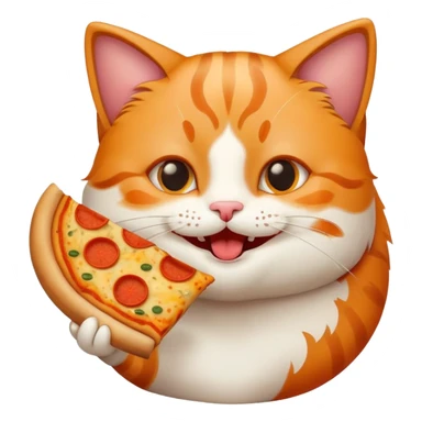 happy cat eating pizza sticker