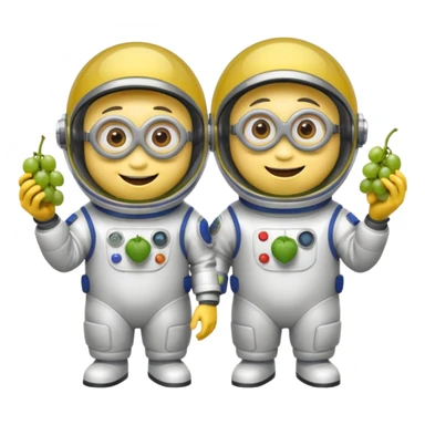 two minions with space suits eating grapes sticker
