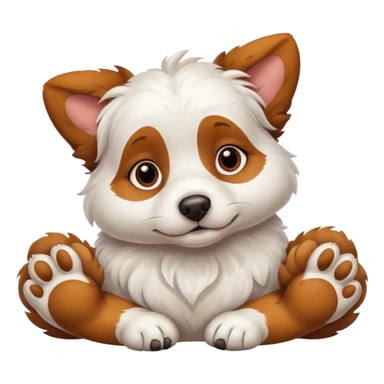 white dog with brown spots laying down with paws crossed on top of eachother sticker