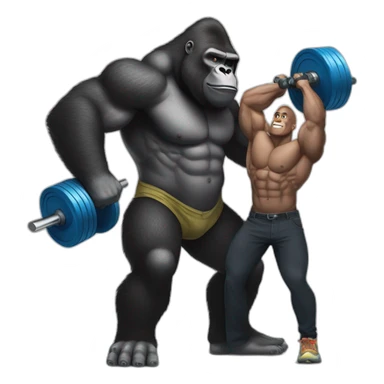 Gorilla lifting weights with Dwayne the rock Johnson sticker