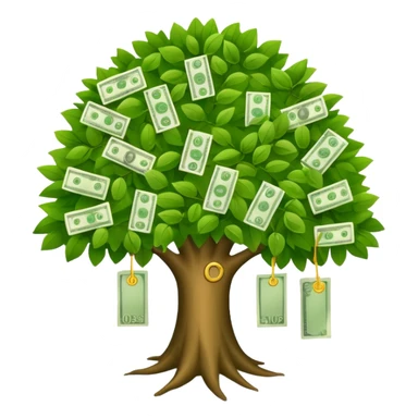 A tree with the leaves with money on it  sticker