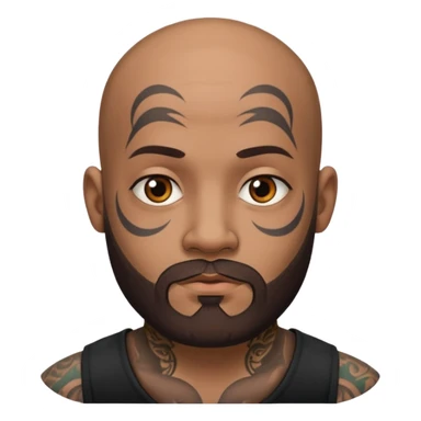 bald bearded man with face tattoo sticker