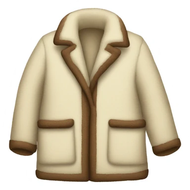 Beige Sherpa coat with brown trim on seams sticker