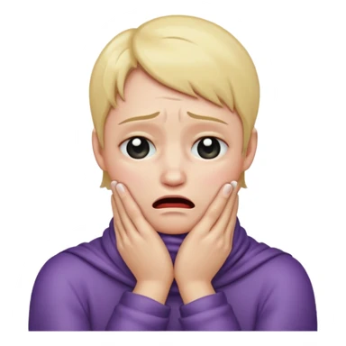 Plain crying emoji with two hands rapped around neck sticker