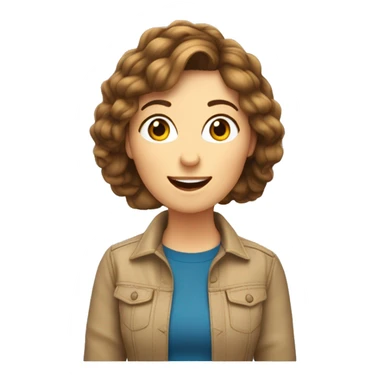 Une Femme caucasienne aux cheveux long brun ondulé qui chante dans un micro sticker