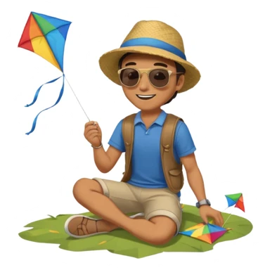 man making a kite. in the ground sticker