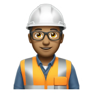Construction engineer with safety glasses sticker