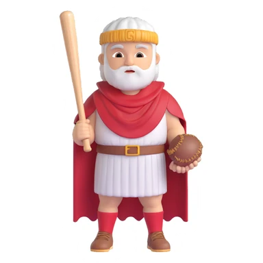 a baseball god summoning lightning, wearing a jersey and toga, bat raised, heroic and supernatural sticker