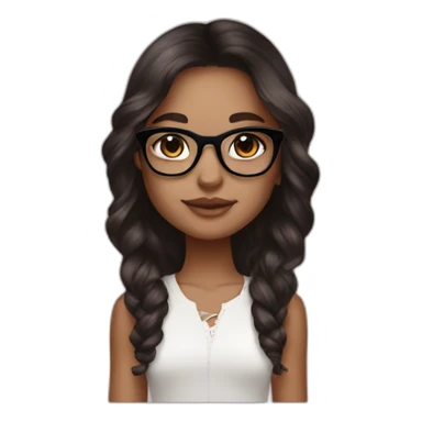 young white girl with rose gold glasses and black to brown ombre hair sticker