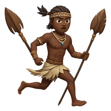 an angry tribal man holding a spear and running left sticker