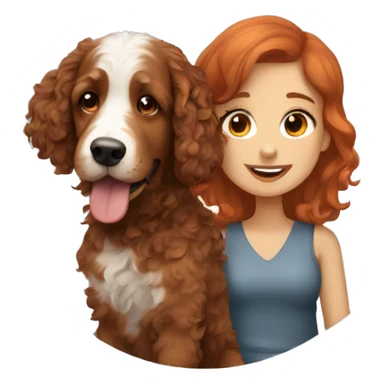 redhead girl with merle bernedoodle sticker