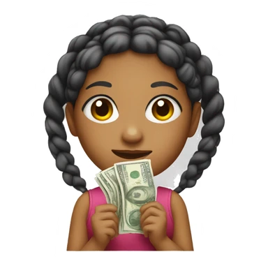 Girl with braids holding money sticker
