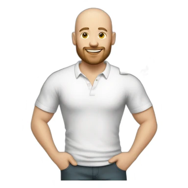 white male with small beard and almost bald holding stacks of money smart casual shirt sticker