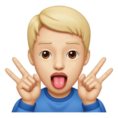 Tongue out middle fingers up sticker