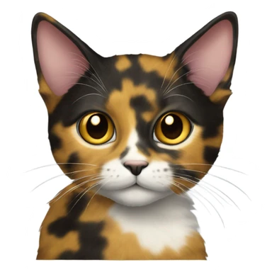 Tortoiseshell cat with yellow and white and black sticker