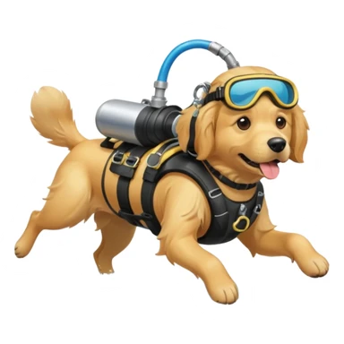 dog wearing scuba gear dive into the sea with diver mask and oxygen tank sticker