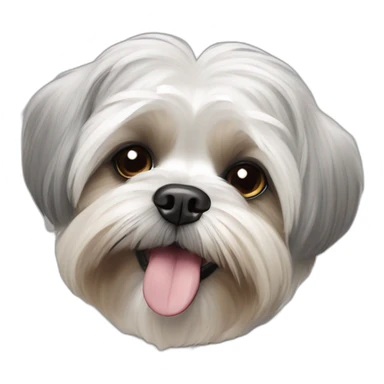 maltese-shih tzu -smile- grey ears sticker