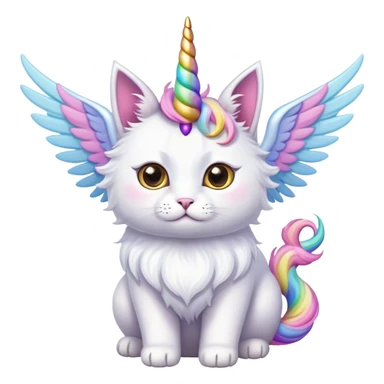 a cat with wings and a unicorn horn ￼￼ sticker