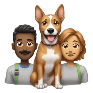 Happy gay couple with a dog sticker