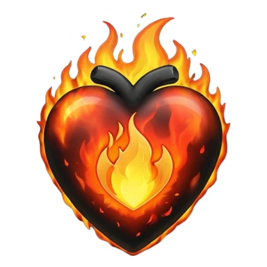 black heart on fire sticker