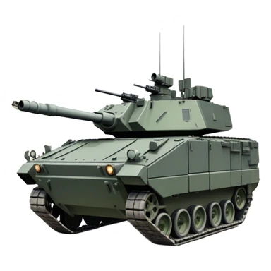 Stryker M1126 (2020) – Cinematic-realistic Stryker M1126 armored personnel carrier, its dark grey-green hull speeding down a war-torn street. The eight large wheels grip the cracked pavement as infantry hunker inside, the turret-mounted .50 cal machine gun scanning rooftops for threats under the eerie glow of distant fires. sticker