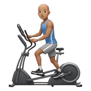 bald African American man on elliptical machine sticker
