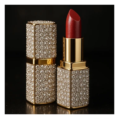 diamond-encrusted lipstick, slay object, luxurious and glamorous sticker