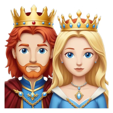 Red hair king, blonde queen, blue eyes sticker