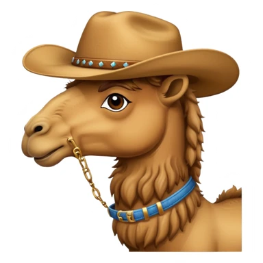 A camel with a cowboy hat sticker