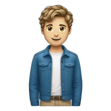 Un jeune homme français avec les cheveux couper dégradé bas et teinture bleu sticker