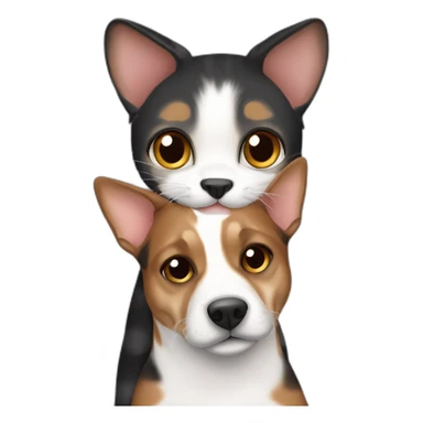 Black tabby cat cat cat feline and brown Jack Russell dog hugging sticker