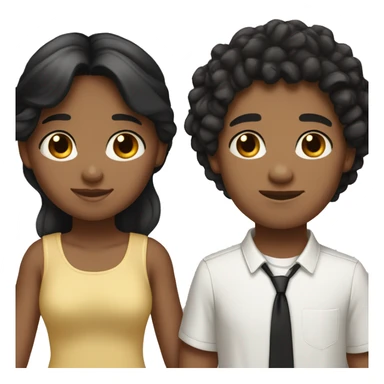 a girl and boy couple holding hands the boy has light brown skin with black curly hair the girl has straight black hair with lightskin sticker