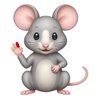 A light gray mouse shows okay with its paw. sticker