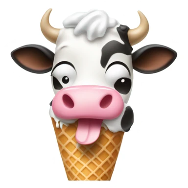Cow eating ice cream sticker