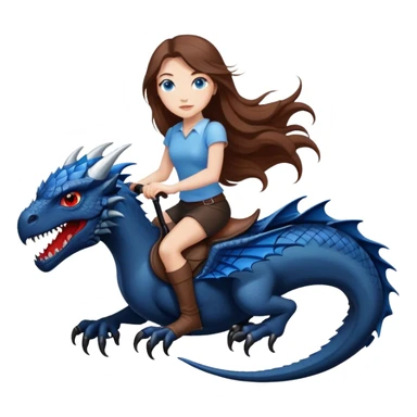 Me, a white female with long brown hair, blue eyes, riding a black wyvern with a tiny bit of red that has only two back legs to your work sticker