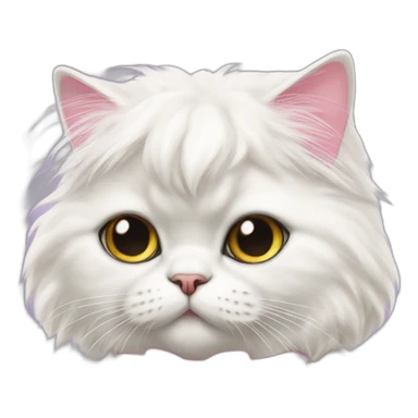white persian cat with a pink bow on its head sticker