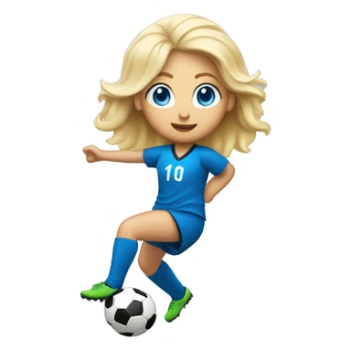 blonde girl blue eyes playing soccer and does bicycle kick sticker