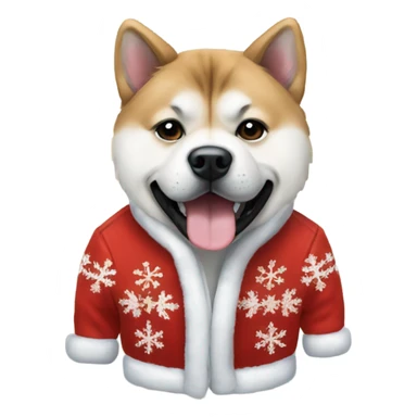 Akita wearing a Christmas jacket sticker