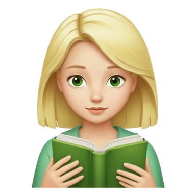 Blonde girl with green reading book sticker