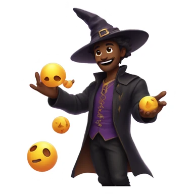 He shows off his 💁 juggling skills, but with balls shaped like small dragons, while mastering the magic 🧙‍♂️ stars around him and wearing a witch's hat. sticker
