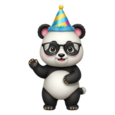 full body panda with party hats and opticals sticker