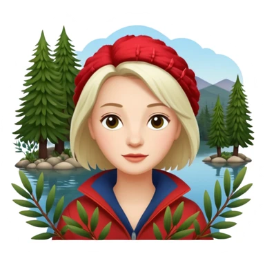 The word "Oldina" surrounded by trees and a lake and some native australian bottle brush branches  sticker